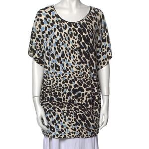 St. John Animal Print Scoop Neck Tunic